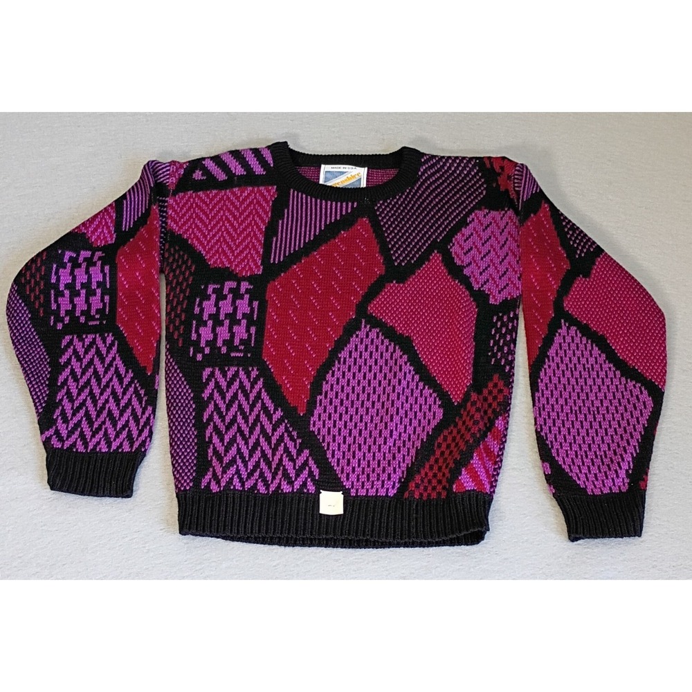Vtg Womens Havenshire Patterned Acrylic Knit Sweater Made In USA Size 12? 90s - Picture 2 of 10